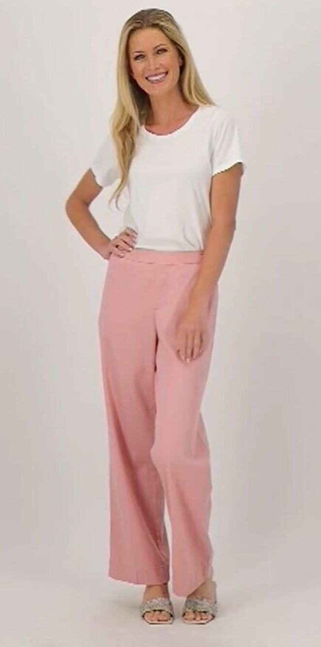 NWOT Isaac Mizrahi Live! True Denim Chambray Pants Dusty Pink 12
